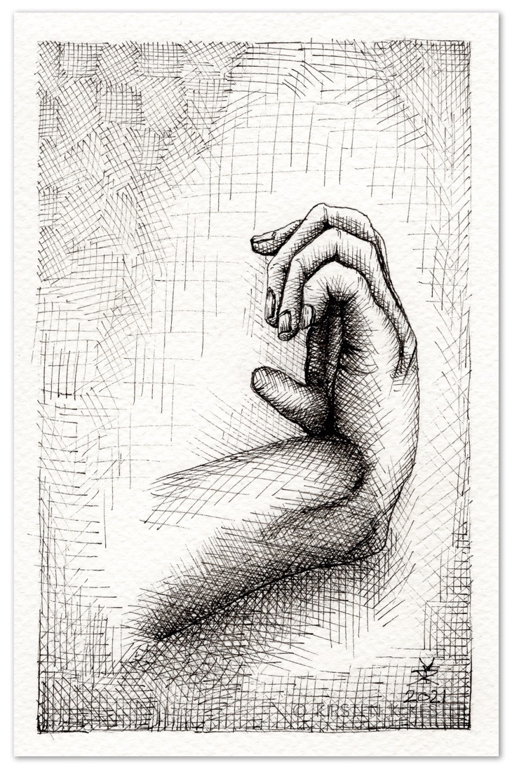 Illustration, Kunstners hånd @ Kirsten K Kester | LivetsRejser.com