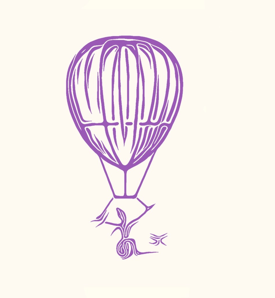 Logo m lilla luftballon og kørestol @ Kirsten K Kester | MitLivsRejser.com